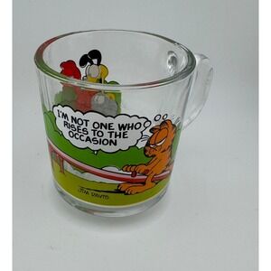 Vintage Garfield Mug Jim Davis I'm Not One Who Rises to‎ the Occasion Glass Cup